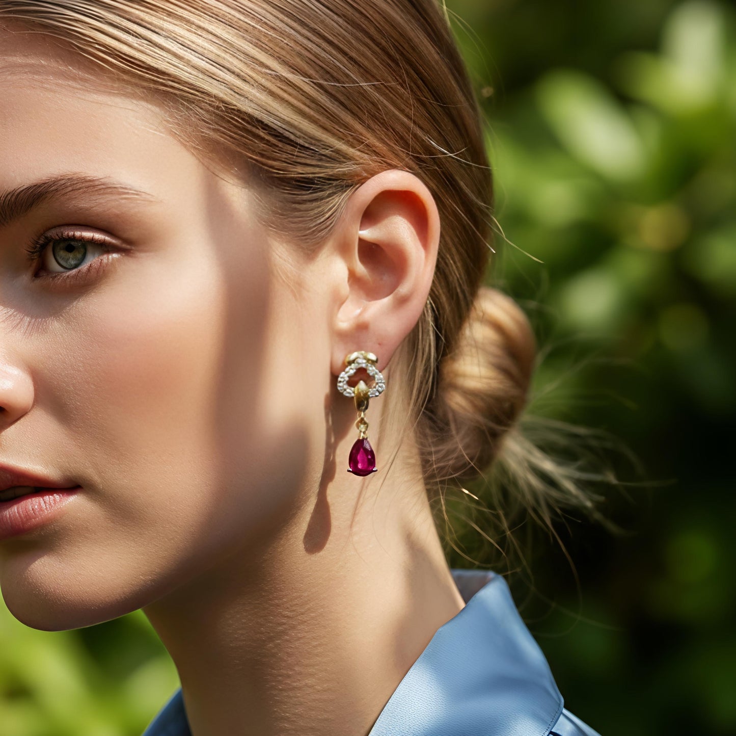 Luxury Gold Plated Heart Drop Earrings with Vibrant Wine Red Ruby Teardrop and Sparkling Crystal Accents - Elegant Women's Fashion Jewelry for Valentine's Day, Weddings, and Special Occasions